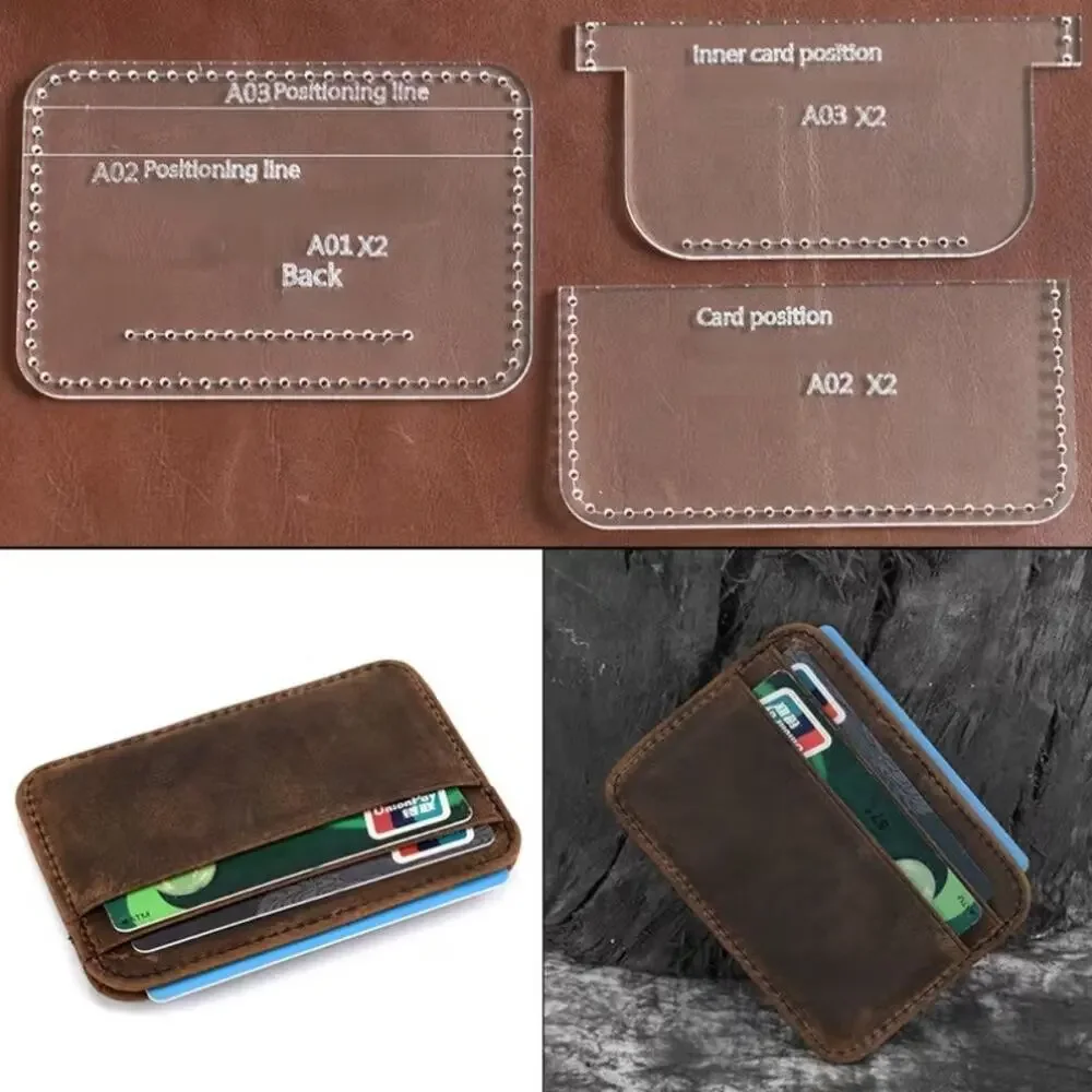 Acrylic Leather Template Coin Purses and Bags 3pcs Set Pre-Drilled Patterns New